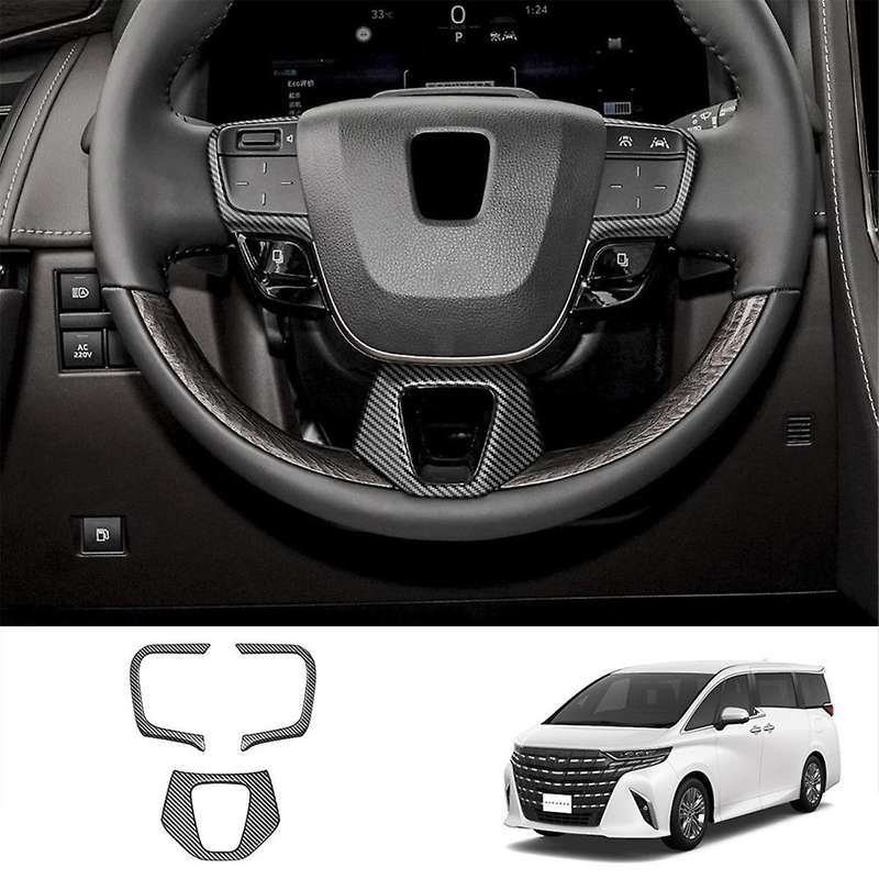Car Carbon Fiber Steering Wheel Trim Frame Cover Sticker Car Inner Accessories for Alphard 40 Series