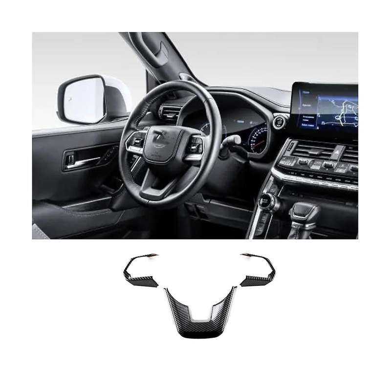 Car Carbon Fiber Style Interior Trim ABS Steering Wheel Cover Decorative Frame for Land Cruiser LC3