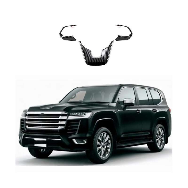 Car Carbon Fiber Style Interior Trim ABS Steering Wheel Cover Decorative Frame for Land Cruiser LC3