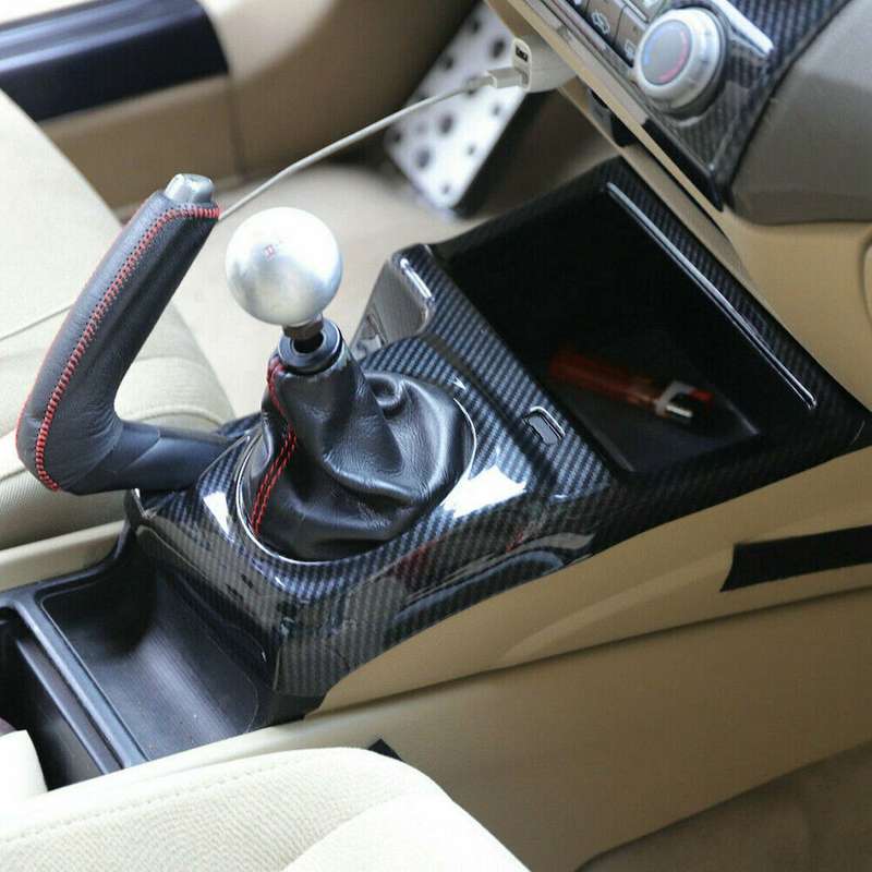 Car Carbon Fiber Style Interior Center Gear Shift Frame Cover Trim Fit for 2006 2007 2008 2009 2010