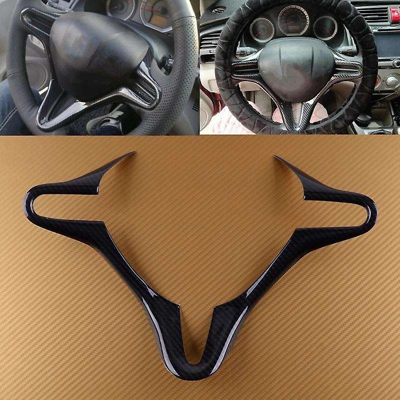 Car Carbon Fiber Style Inner Steering Wheel Cover Trim Frame Fit for FIT 2008 2009 2010 2011 2012 20