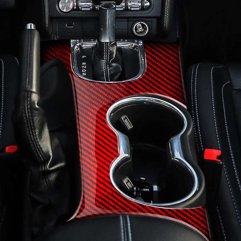Car Carbon Fiber Transmission Water Cup Holder Decoration Sticker, Inner Gearbox Cover, for 2015-201