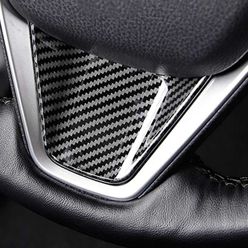 Car Carbon Fiber U-Shaped Stainless Steel Decorative Patch Steering Wheel Cover Trim for 8Th 2018-20