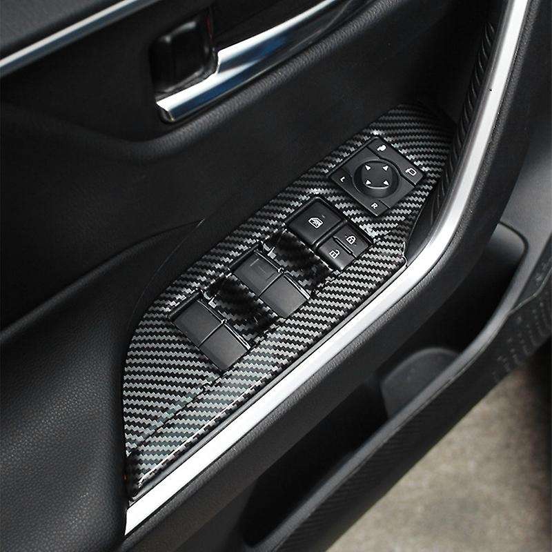 Car Carbon Fiber Window Glass Lift Button Trim Switch Cover Decoration LED Atmosphere Light for 2020