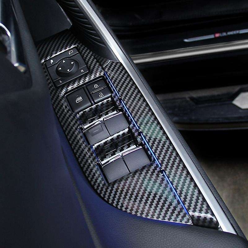 Car Carbon Fiber Window Glass Lift Button Trim Switch Cover Decoration LED Atmosphere Light for 2020