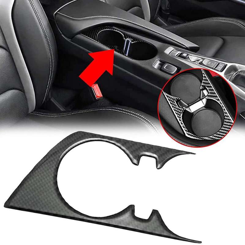 Car Carbon Fiber Water Cup Holder Cover Trim Sticker for 2016-2019