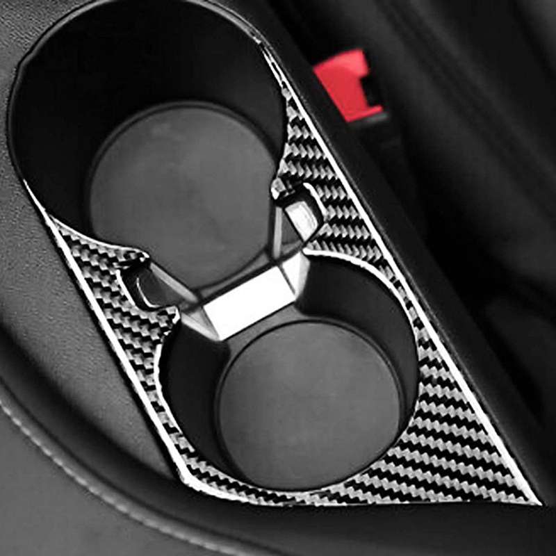 Car Carbon Fiber Water Cup Holder Cover Trim Sticker for 2016-2019
