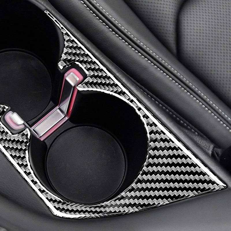 Car Carbon Fiber Water Cup Holder Cover Trim Sticker for 2016-2019