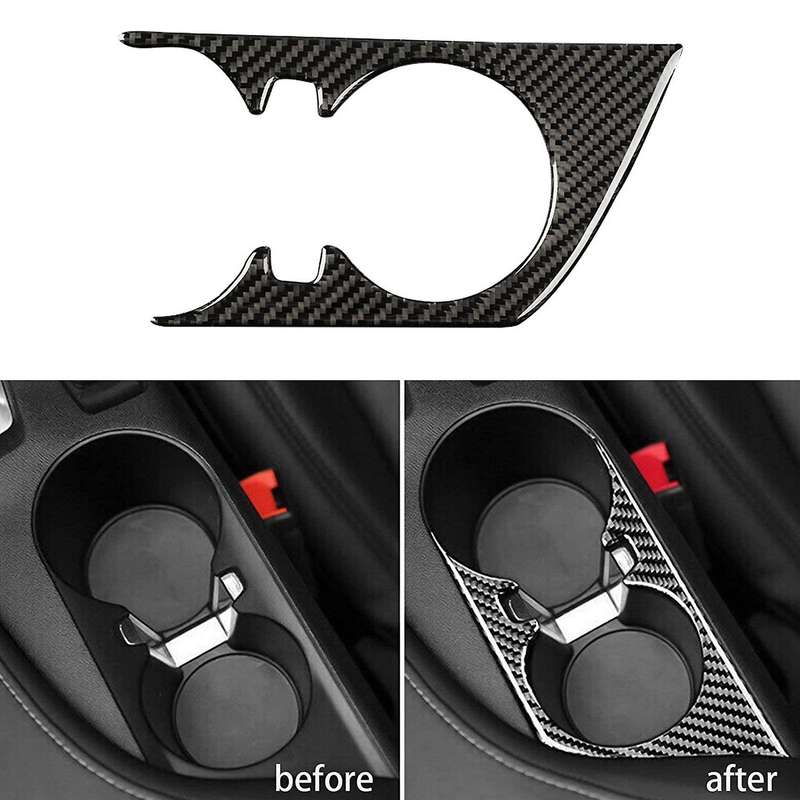 Car Carbon Fiber Water Cup Holder Cover Trim Sticker for 2016-2019