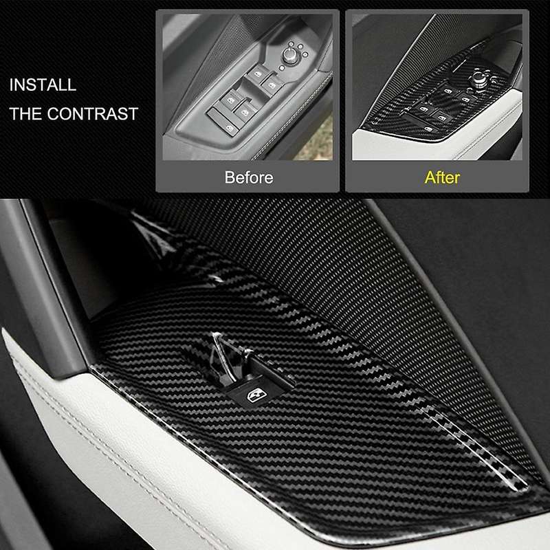 Car Carbon Fiber Window Glass Lift Button Trim Switch Cover Door Armrest Panel Sticker for  A3 8Y 20