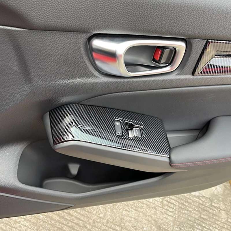 Car Carbon Fiber Window Glass Lift Button Trim Switch Cover Door Armrest Panel Sticker for 11Th 2021