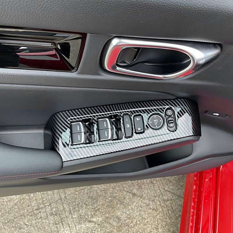 Car Carbon Fiber Window Glass Lift Button Trim Switch Cover Door Armrest Panel Sticker for 11Th 2021