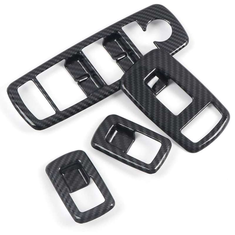 Car Carbon Fiber Window Lift Switch Panel Cover Trim Frame Sticker for Ram 1500 2019 2020 Accessorie