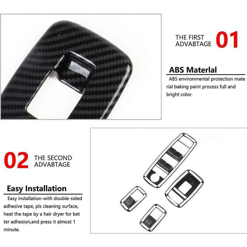 Car Carbon Fiber Window Lift Switch Panel Cover Trim Frame Sticker for Ram 1500 2019 2020 Accessorie