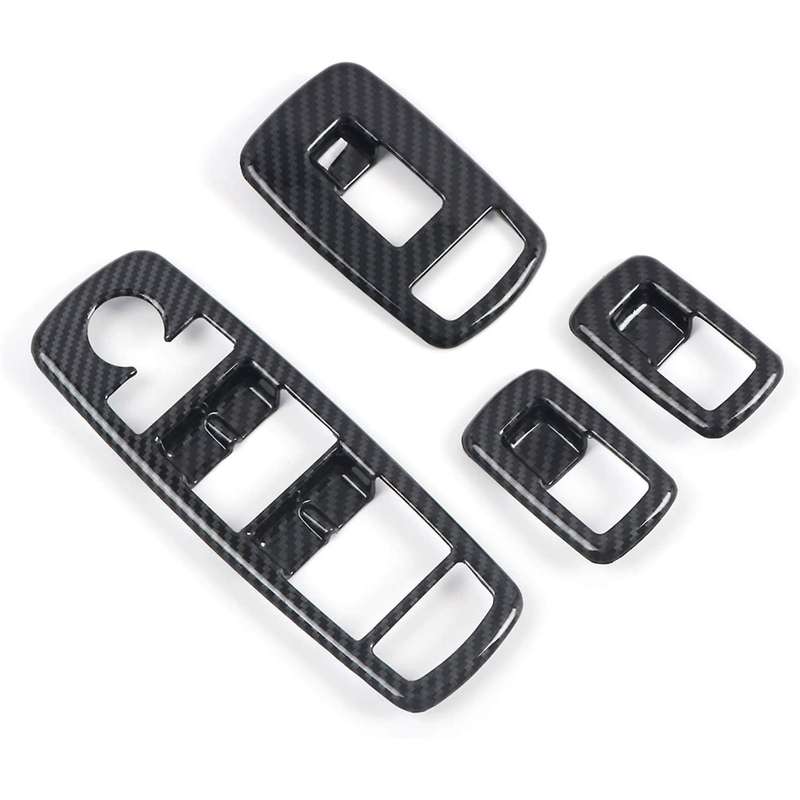 Car Carbon Fiber Window Lift Switch Panel Cover Trim Frame Sticker for Ram 1500 2019 2020 Accessorie