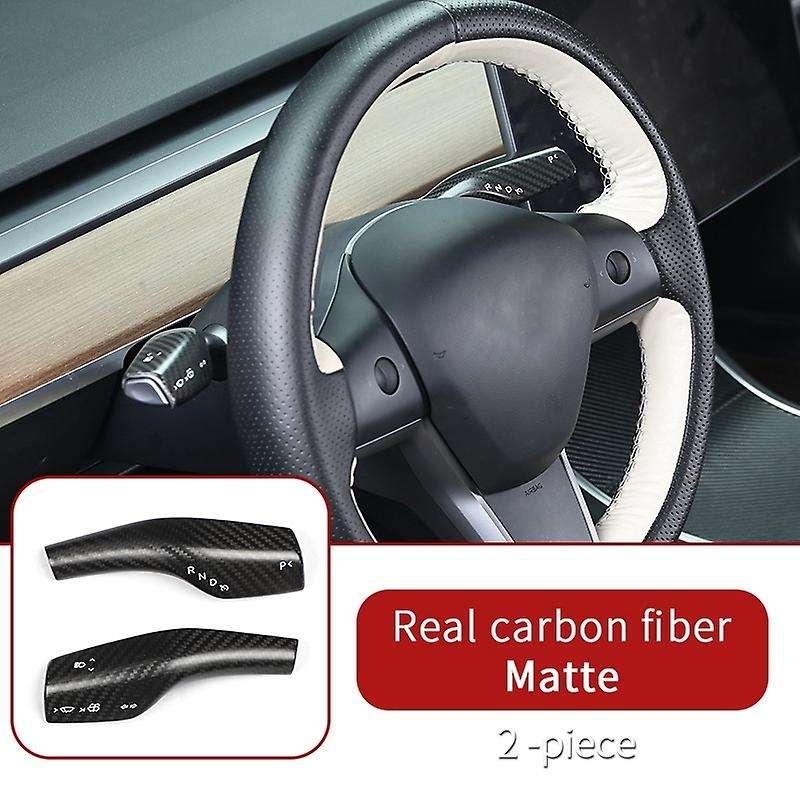 Car Carbon Fiber Wiper Shift Trim Steering Wheel Shift Paddle Cover Accessories for Model Y