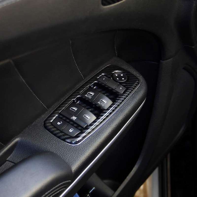 Car Carbon Fiber Window Lift Trim Switch Panel Cover Trim for Charger 2011-2020 Accessories