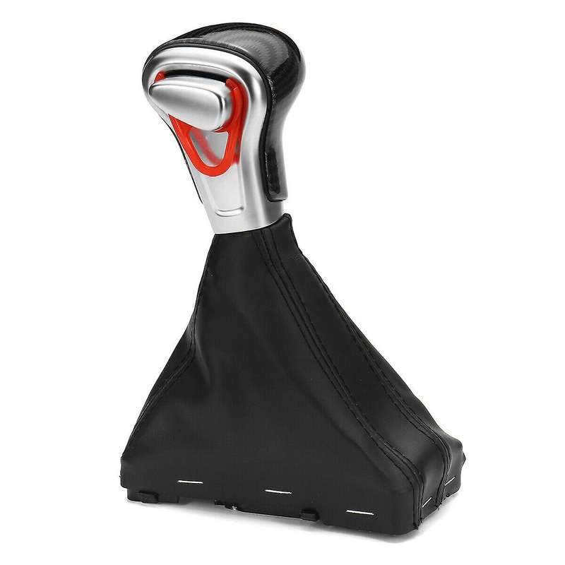 Car Carbon Look Gear Shift Knob with Leather Boot Gaiter for A3 A4 A6 C6 Q5 2009-2012 8KD713139B