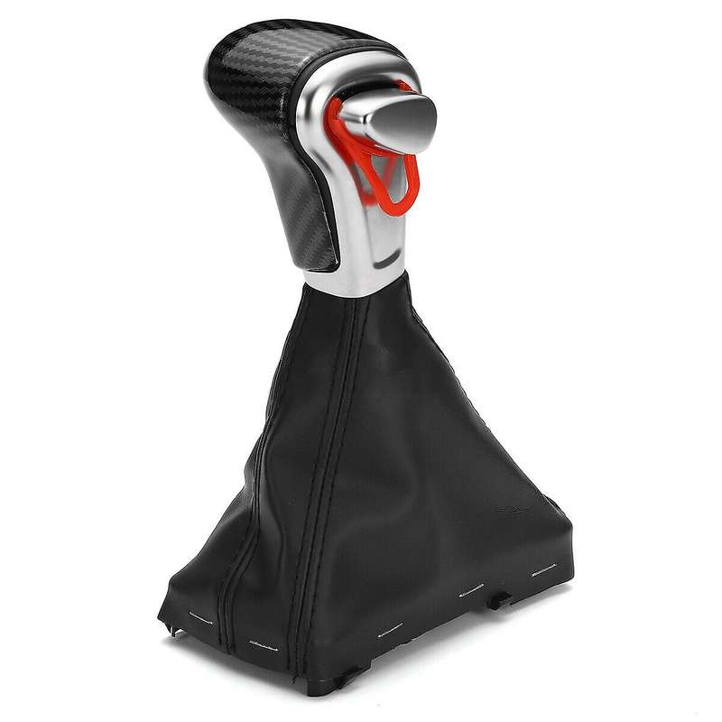 Car Carbon Look Gear Shift Knob with Leather Boot Gaiter for A3 A4 A6 C6 Q5 2009-2012 8KD713139B