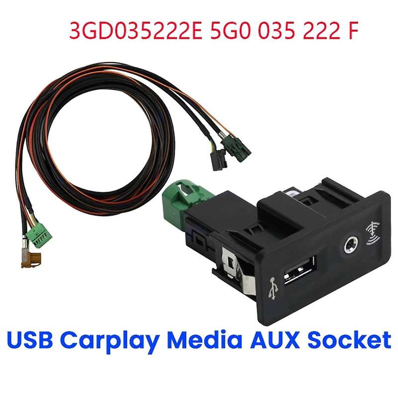 Car Carplay Aux Usb Socket+harness Auto Usb Adapter for Golf 7 Mk7 3gd035222e 5g0 035 222 F