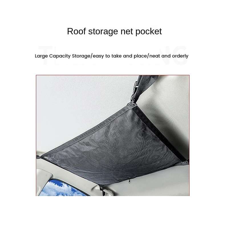 Car Ceiling Cargo Net Pocket, Adjustable Car Ceiling Storage Net, Double Layer Mesh Car Roof Organi