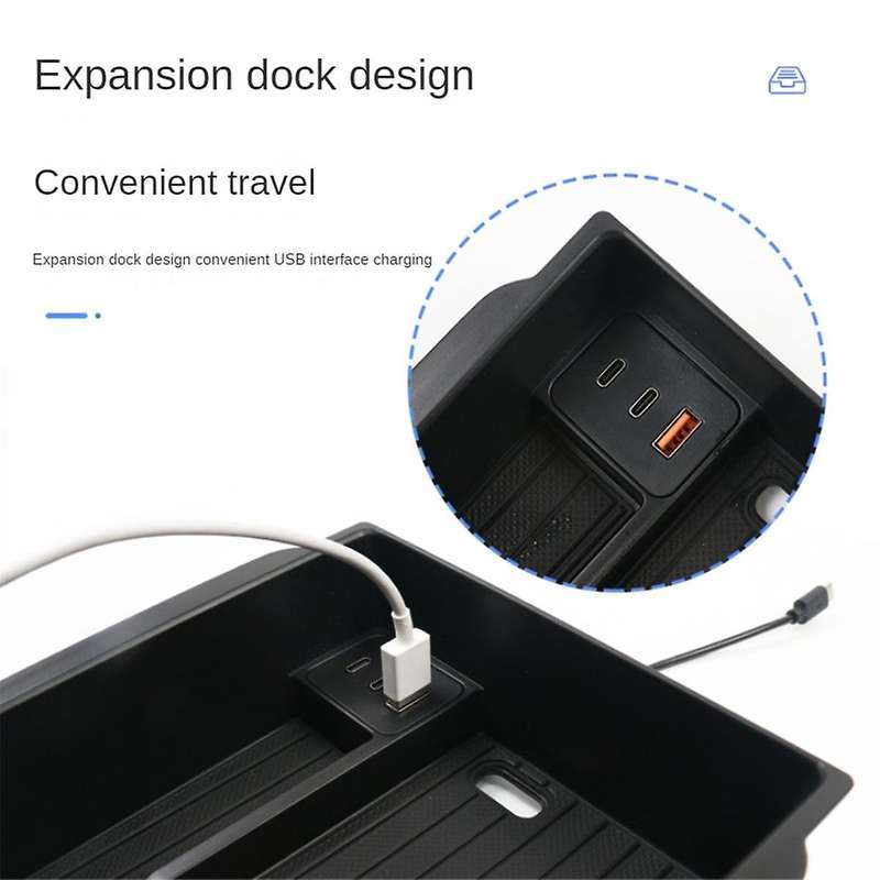 Car Center Armrest Storage Box with Docking Station for 2024 , Armrest Box
