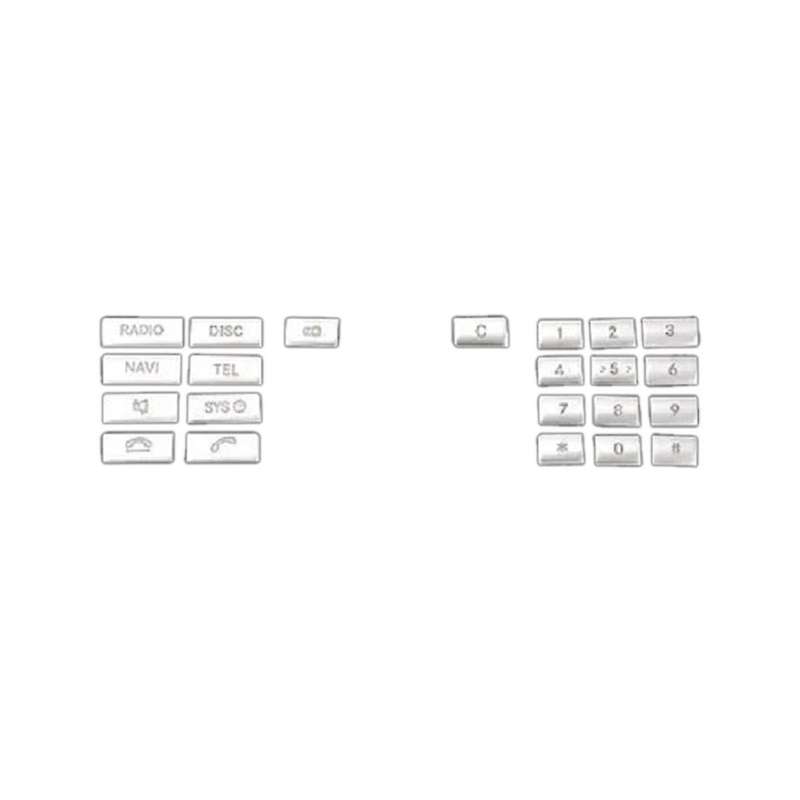 Car Center Console CD Multimedia Button Frame Cover Sticker for E Class W212 2010-2011(Silver)