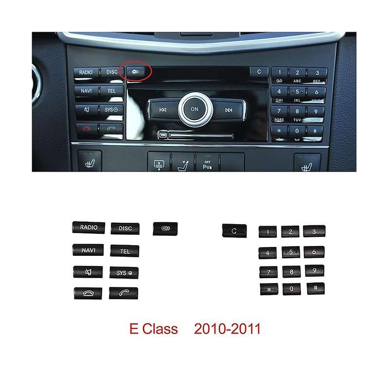 Car Center Console CD Multimedia Button Frame Cover Sticker for E Class W212 2010-2011(Silver)