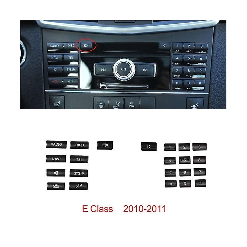 Car Center Console CD Multimedia Button Frame Cover Sticker for E Class W212 2010-2011(Black)