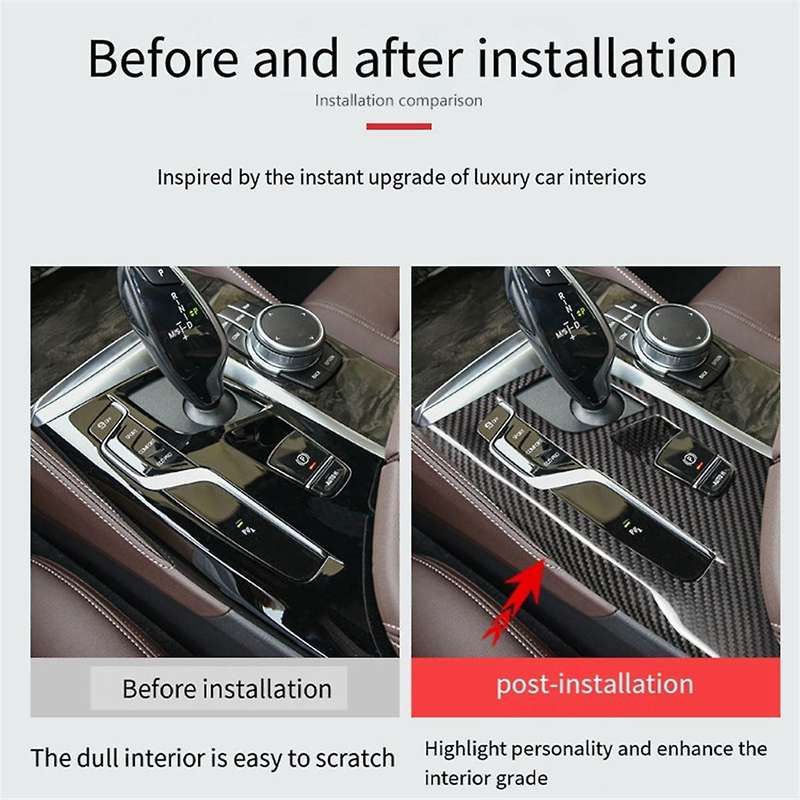 Car Center Console Carbon Fiber Gear Shift Panel Cover Trim for 5 Series G30 G31 6 Series G32 Decora