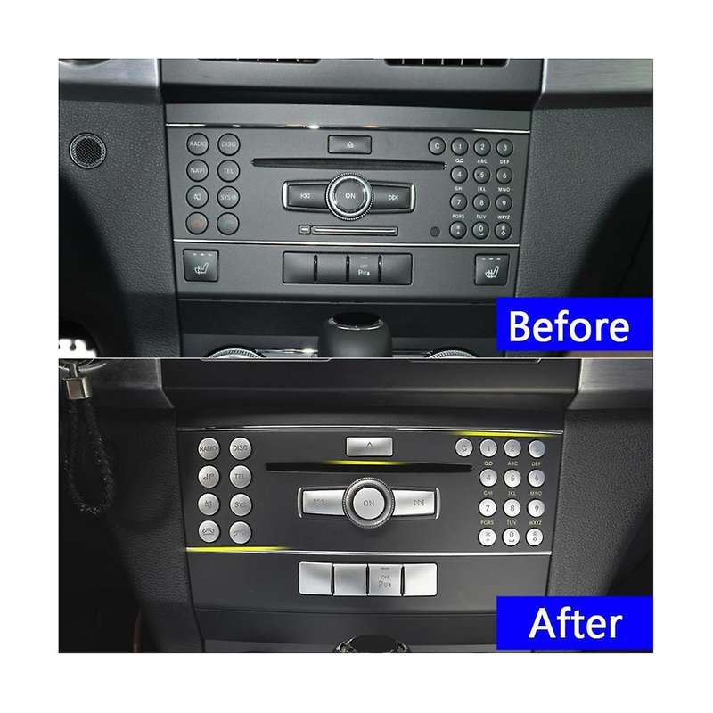 Car Center Console CD Panel Button Sequins Sticker for C Class W204 X204 Accessories