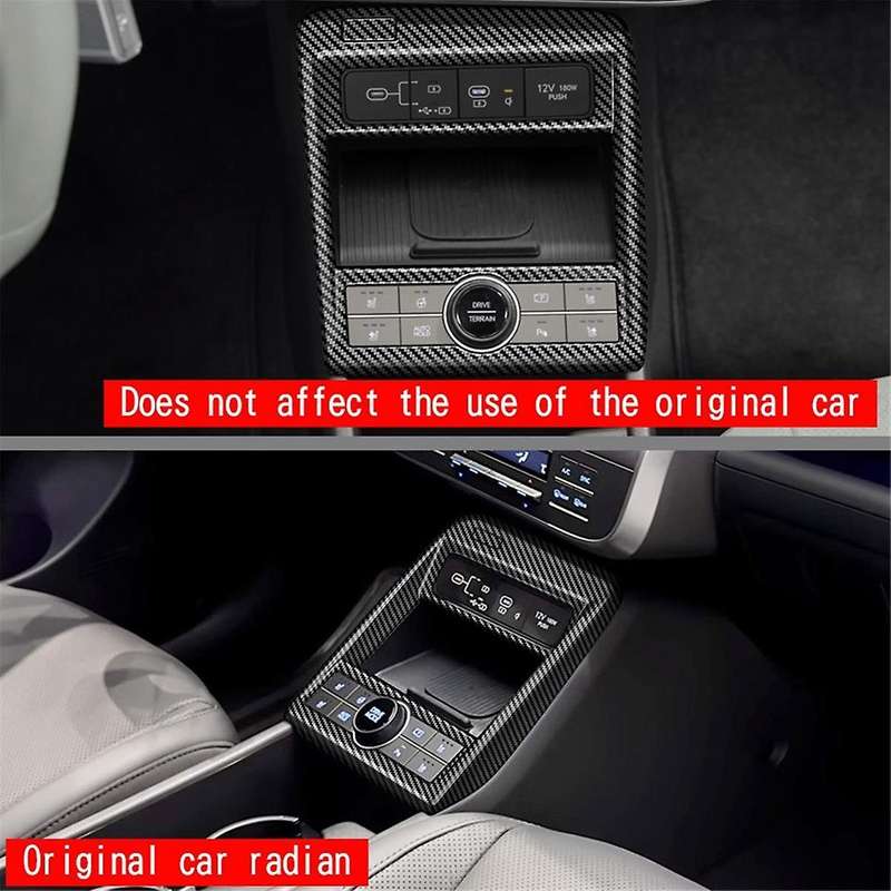 Car Center Console Gear Panel Cover Trim for 2024+ Car Interior Accessories Carbon Fiber Pattern