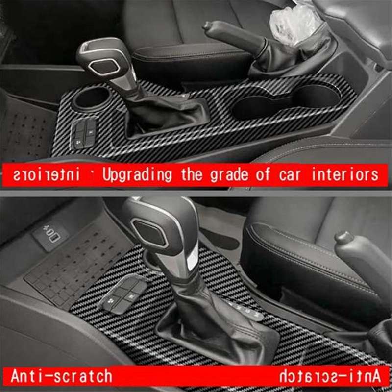 Car Center Console Gear Shift Panel Trim Cover Stickers for 2021-2024 Carbon Fiber Mechanicl Handbra