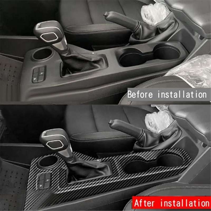 Car Center Console Gear Shift Panel Trim Cover Stickers for 2021-2024 Carbon Fiber Mechanicl Handbra
