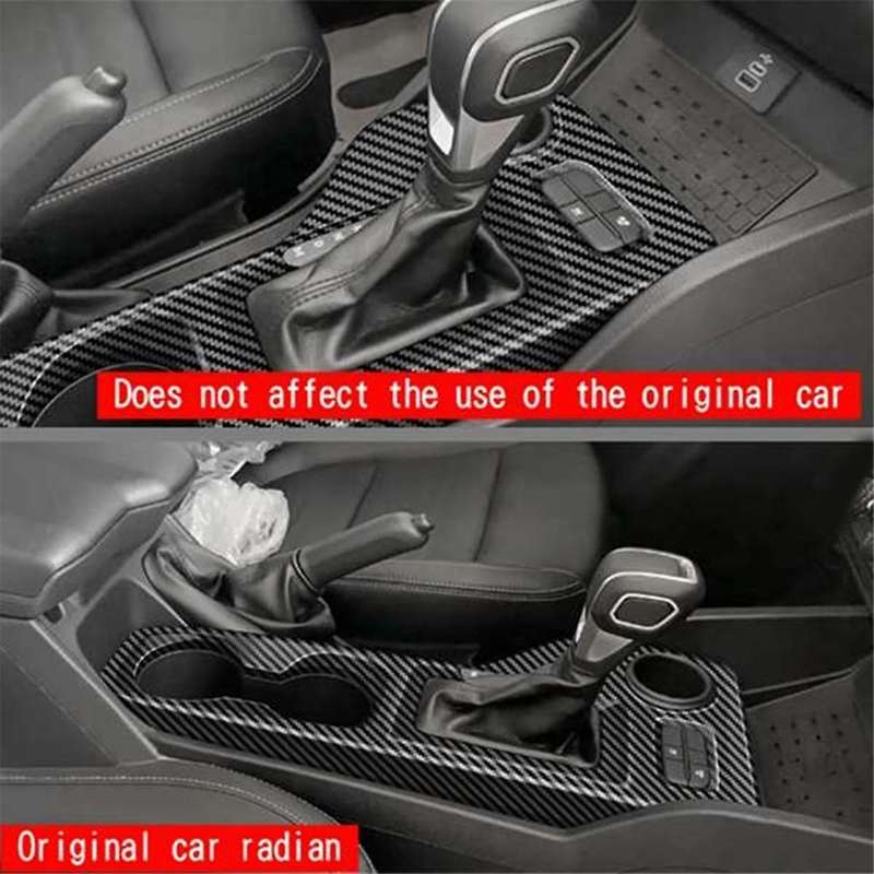 Car Center Console Gear Shift Panel Trim Cover Stickers for 2021-2024 Carbon Fiber Mechanicl Handbra