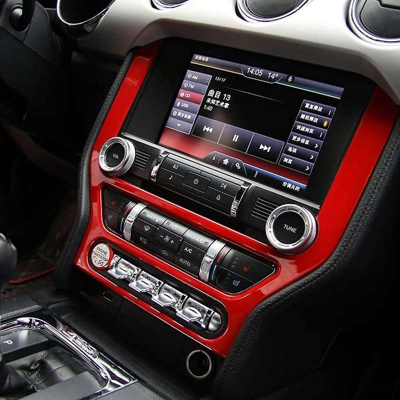 Car Center Console GPS Navigation Panel Trim Cover Decoration Frame for 2015-2021 Accessories,Red