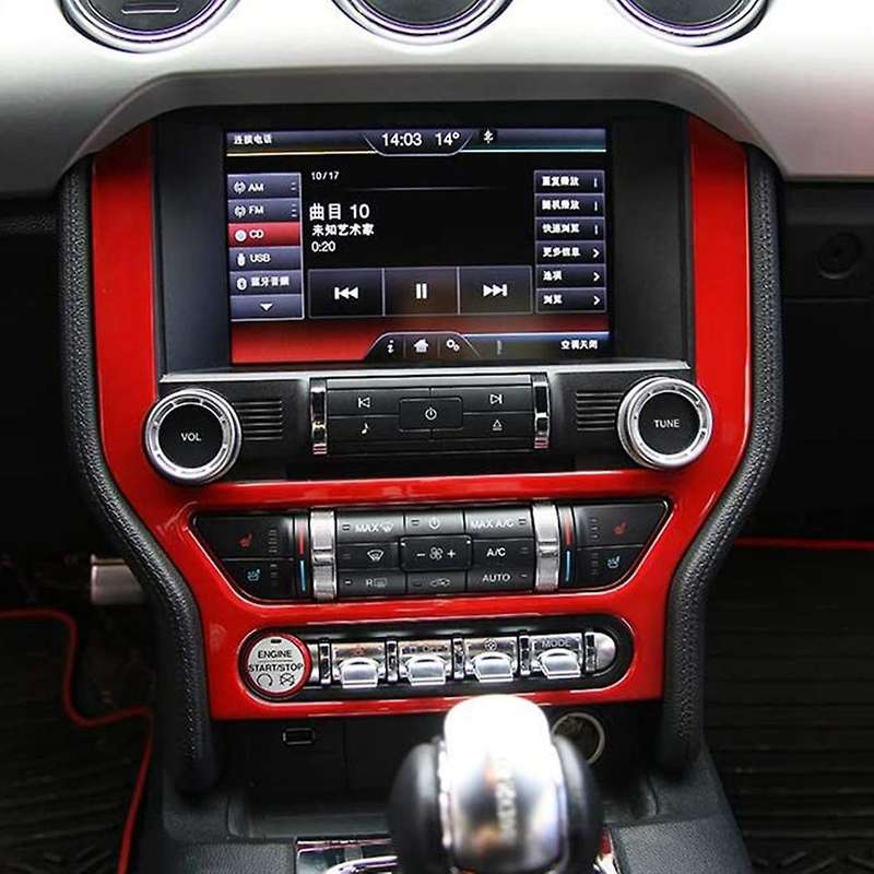 Car Center Console GPS Navigation Panel Trim Cover Decoration Frame for 2015-2021 Accessories,Red