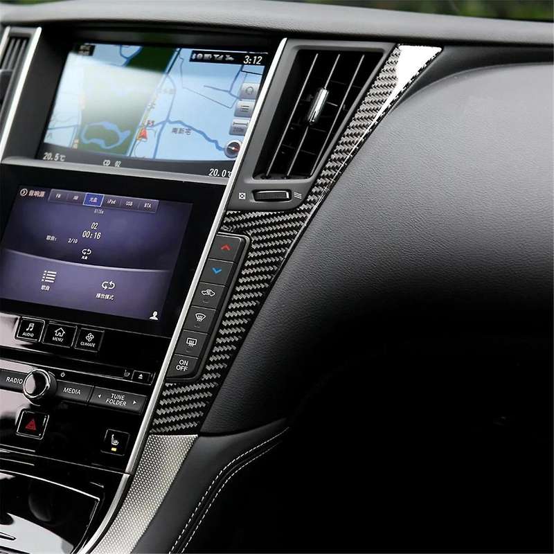 Car Center Console Panel Both Side Frame Trim Cover Sticker F Style Bezel Strip for Q50 Q60 2014-201