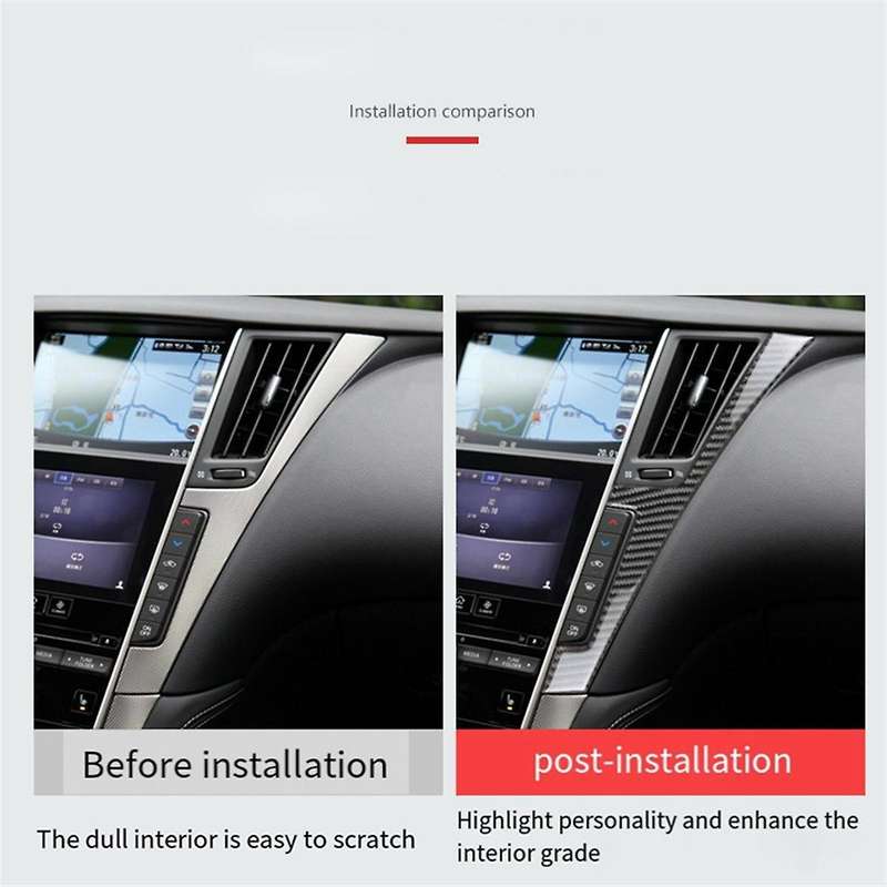 Car Center Console Panel Both Side Frame Trim Cover Sticker F Style Bezel Strip for Q50 Q60 2014-201