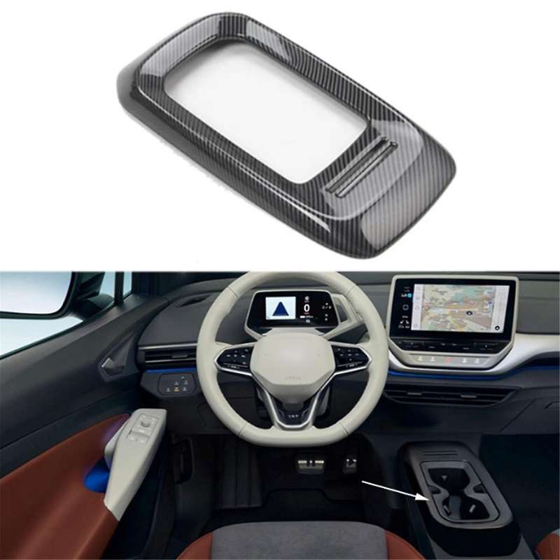 Car Center Console Water Cup Holder Cover Trim Stickers for ID.4 ID.4 2021-2023 Carbon Fiber Car Int