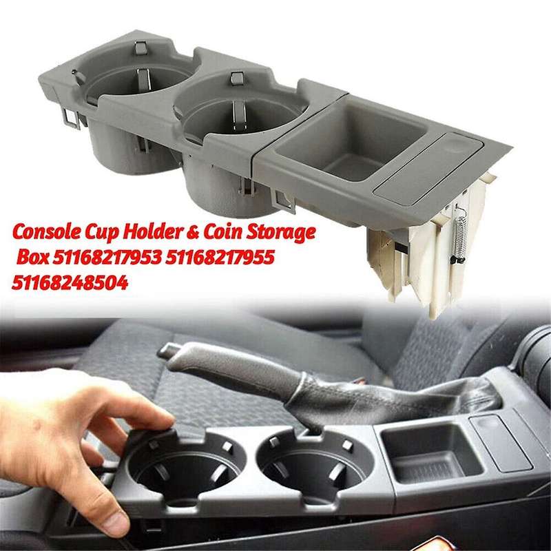 Car Center Console Water Cup Holder & Coin Storage Box 51168217953 for E46 3 Series 99-06 5116821795