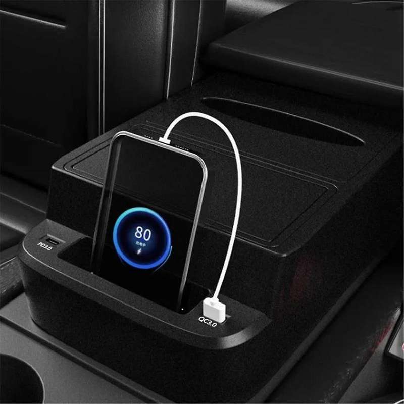 Car Center Control Armrest Storage Box Cell Phones Charging Parts for -v 2017-2021 Accessories