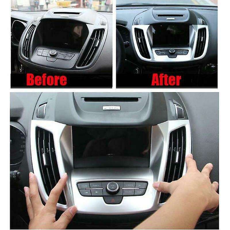 Car Center Control Console Cover Trim Air Condition Vent Cover for Kuga Escape 2017 2018 Chrome