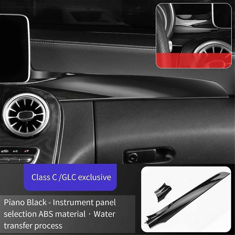 Car Center Control Panel Dashboard Strips Trim for C-Class W205 C180 C200 X253 GLC260 2015-2022 Blac