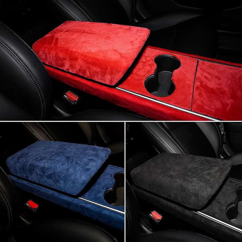 Car Central Armrest Box Cover Turn Fur Protective Cover for / Y Accessories Red
