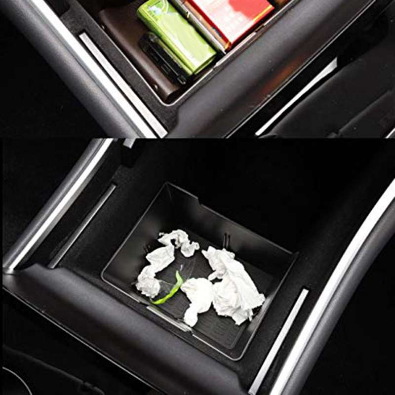 Car Central Armrest Box for MODEL 3 2017-2020 Double Storage Design Tissue Box Trash Can Stowing Tid