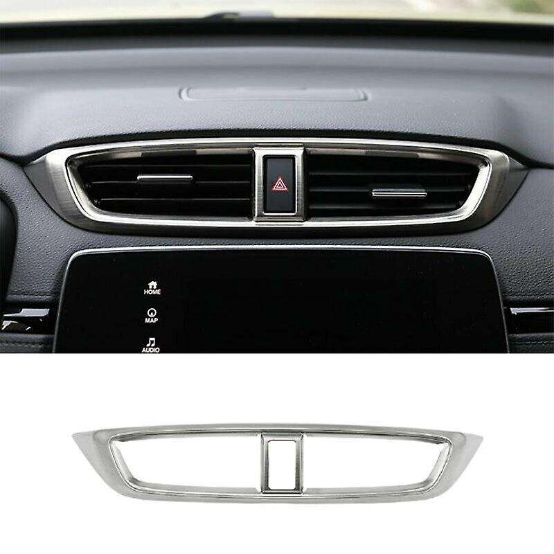 Car Central Console Air Condition Vent Outlet Cover Frame Cover Trim Accessories for 2017-2021 (Silv