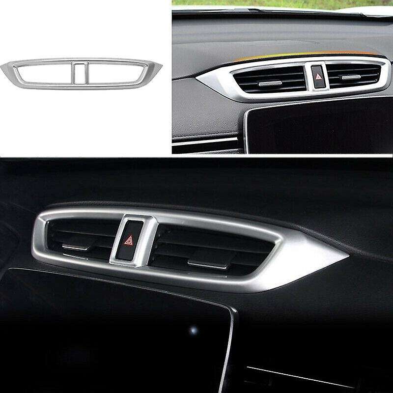 Car Central Console Air Condition Vent Outlet Cover Frame Cover Trim Accessories for 2017-2021 (Silv