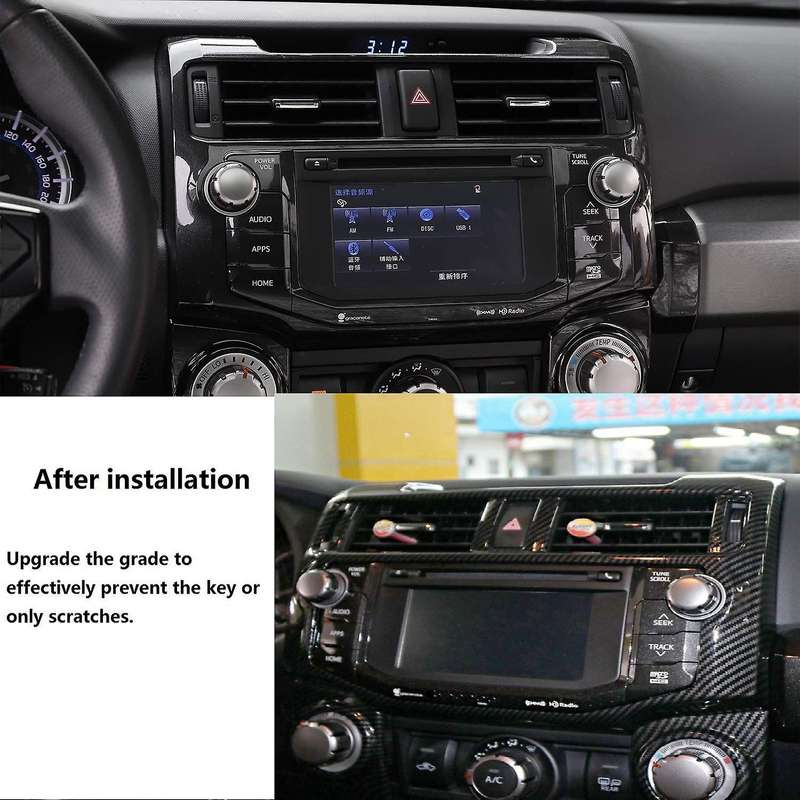 Car Central Console Navigation Frame for 4Runner 2010-2020 Carbon Fiber Navigation Panel Cover Trim