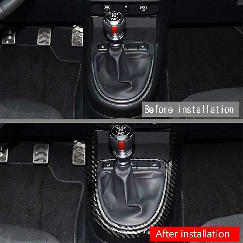 Car Central Console Gear Shift Panel Frame Trim Cover for I10 N 2021 2022 Carbon Fiber Styling Inte
